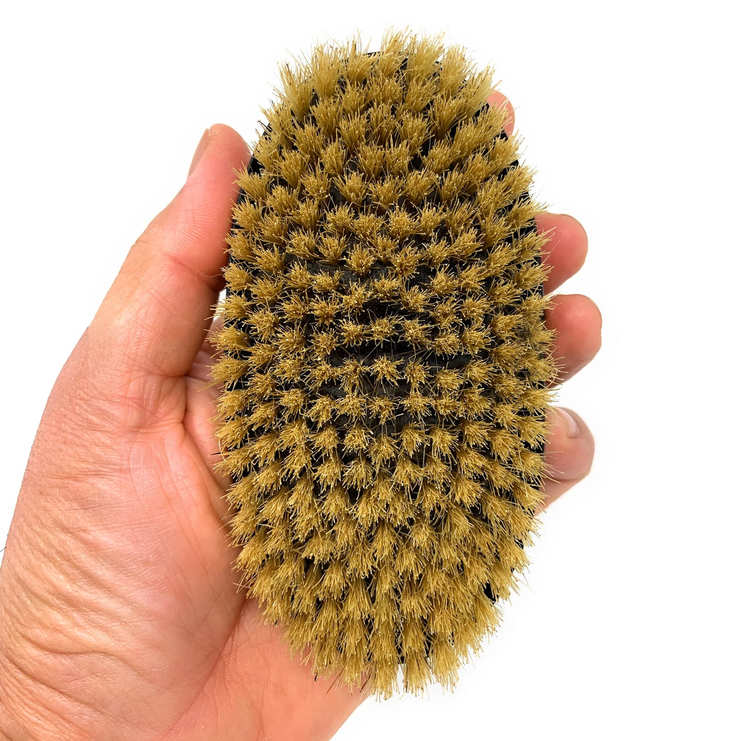 Scalpmaster Curved Oval Palm Boar Bristle Brush - 11 Row Natural Bristle, Black