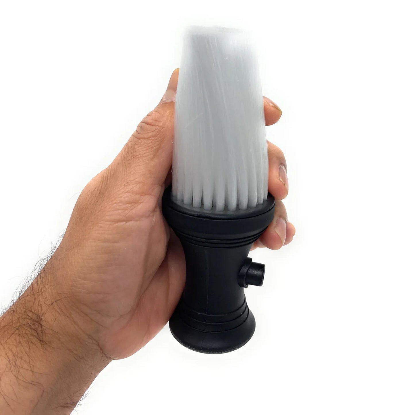 Scalpmaster Barber Brush Neck Duster With Powder Dispenser Soft Nylon Bristles Stand Up Base 1 Pc