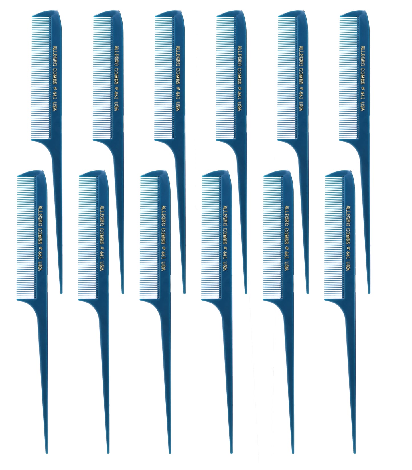 Allegro 441 - 8.5" Rat Tail Combs for Braiding & Parting, Fine Teeth, Set of 12