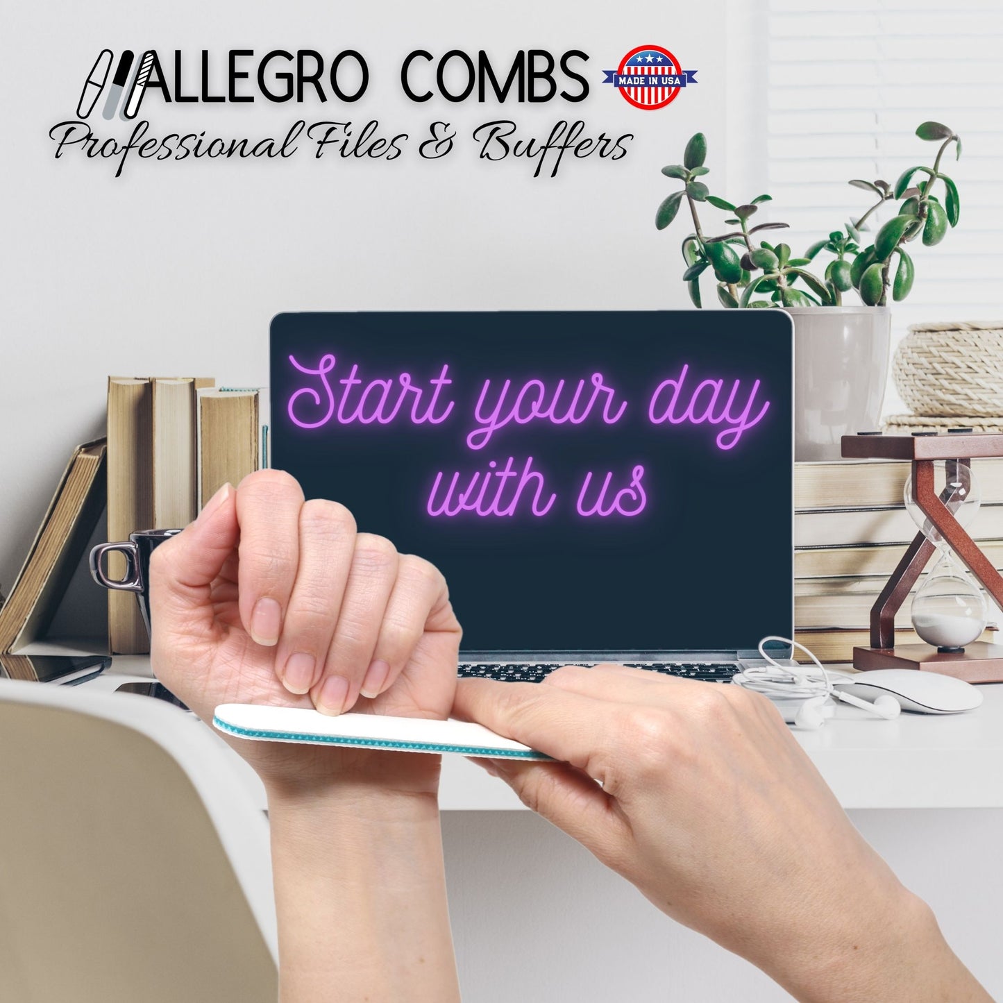 Allegro Combs Cushioned Nail Files Grits 080, 100, 180, 240. 5 Count