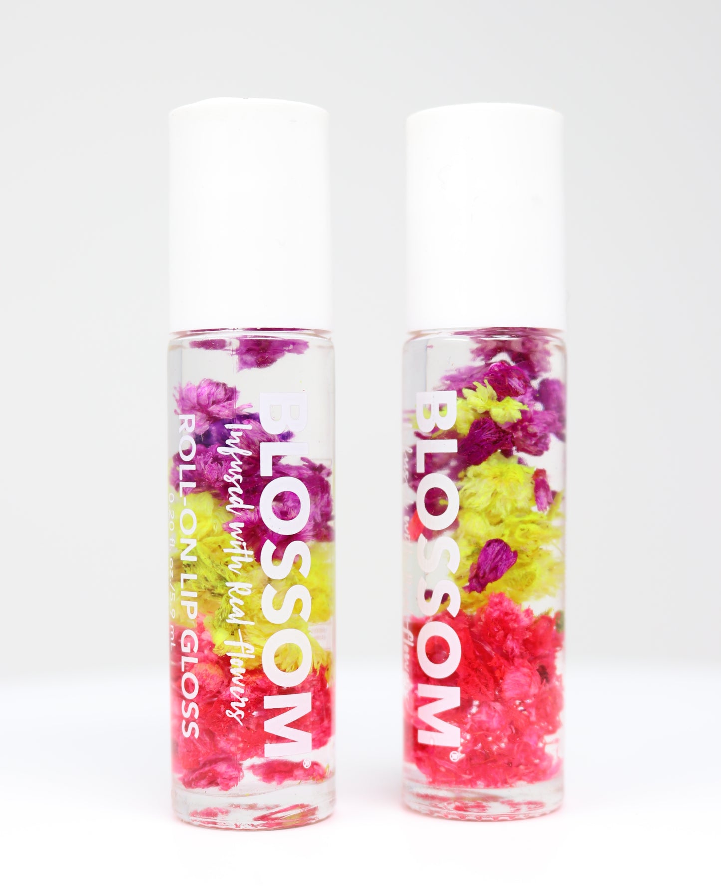 Blossom Roll-On Lip Gloss Infused with Flowers Rollerball Lip Gloss 2 pk