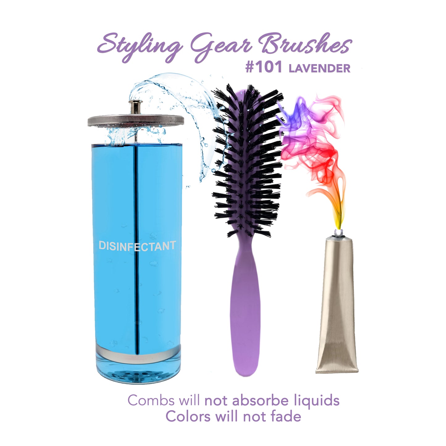 Styling Gear Detangling Hair Brush Nylon Bristles 7 Row Teasing Womens Brush For Thick Hair 2 pc.