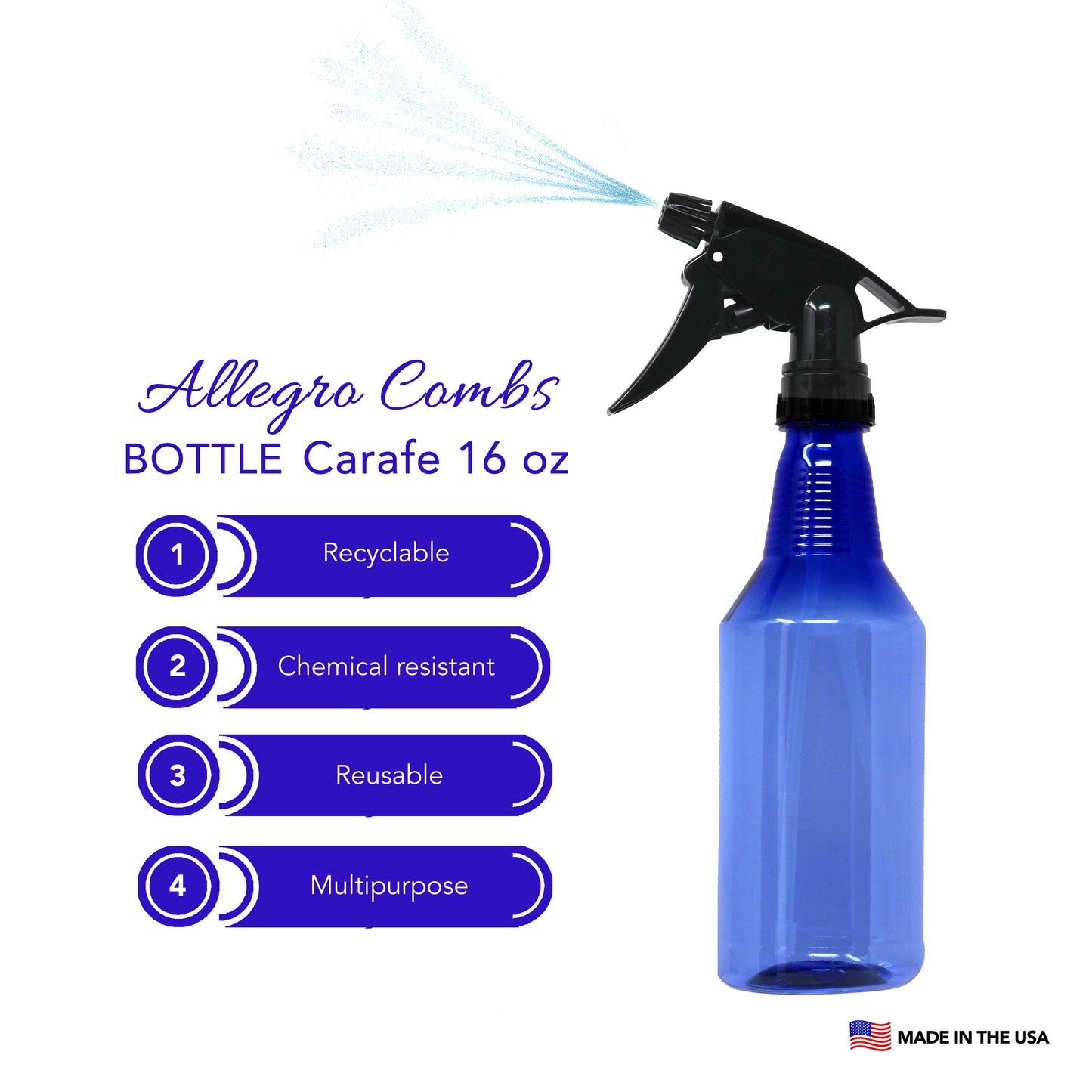 Allegro Combs Plastic Spray Squirt Bottles For Water Cleaning Solutions Hair Cutting Mister Spray Bottle Squirt Empty For Plants Oil 1 Pc.