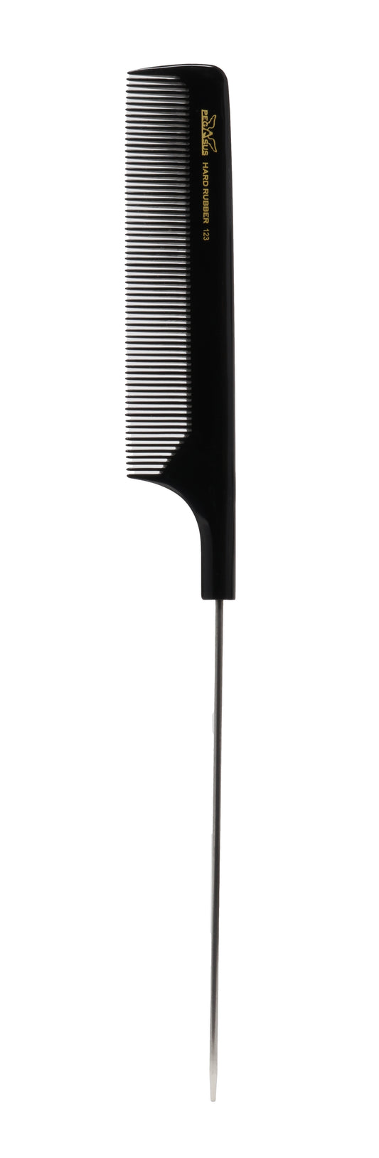Pegasus 123 Hard Rubber Steel Pin Coarse Teeth Pintail comb Heat Chemical Resistant 1 pc.