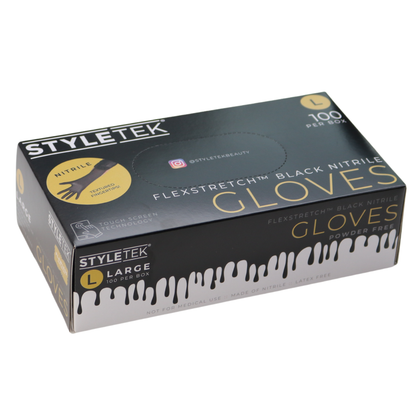 Styletek Black Powder Free Nitrile Glove, Large