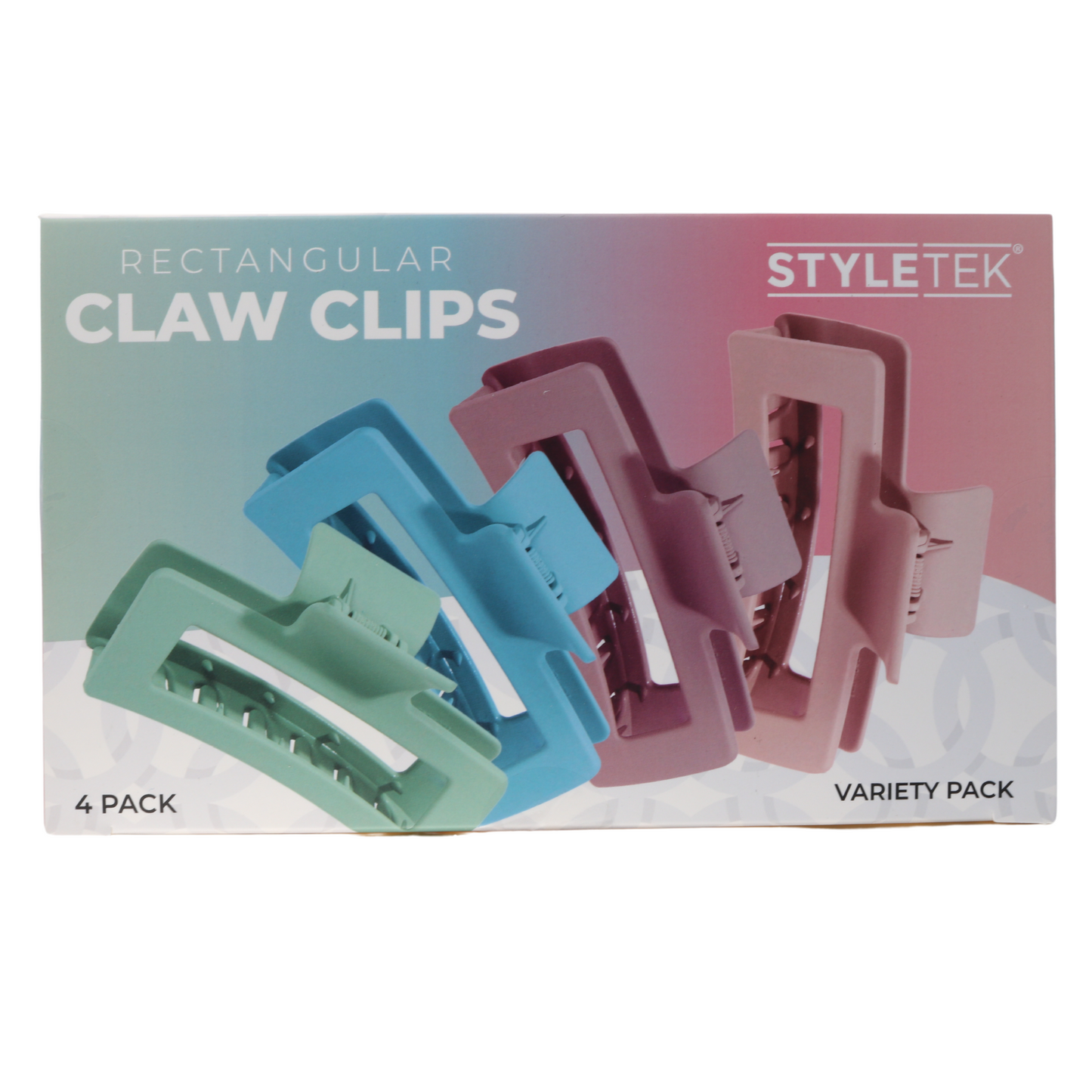 StyleTek XLRectangular Claw Clips, 4 Pack