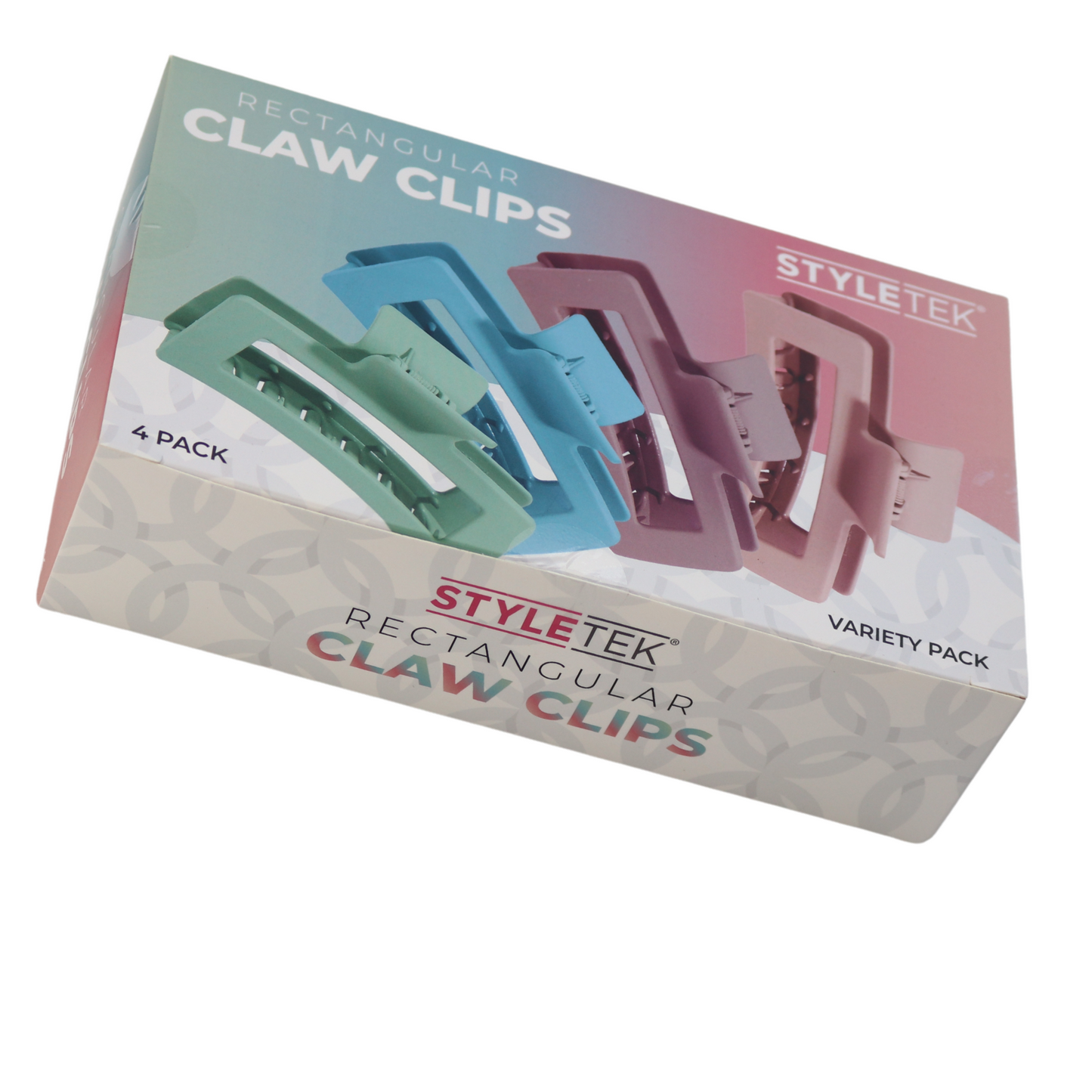 StyleTek XLRectangular Claw Clips, 4 Pack