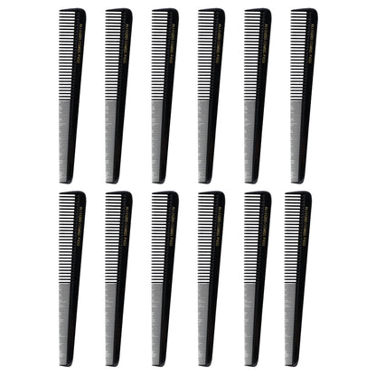 Allegro Combs 450 - Tapered Barber Hair Cutting Combs, Black, 12 Pack