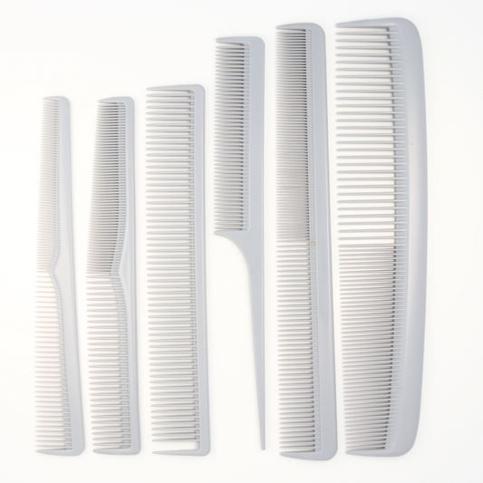 Heat Resistant Comb Set Rattail Cutting comb Barber Comb Cutting Combs 6 Pk.