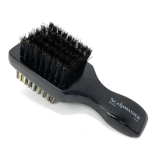 Scalpmaster 2-Sided Mini Club Brush 5 Rows 100% Natural Boar Bristles Beard Brush 1 Pc.