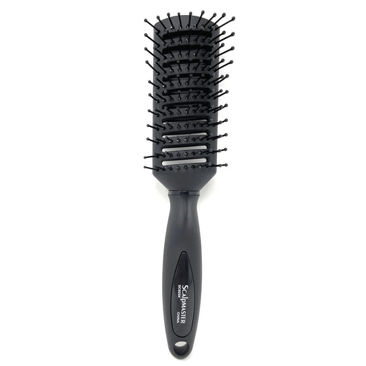 Scalpmaster Hair Brush Tunnel Vent Brush Ball-Tipped Rich Black Rubberized Finish 1 Pc.