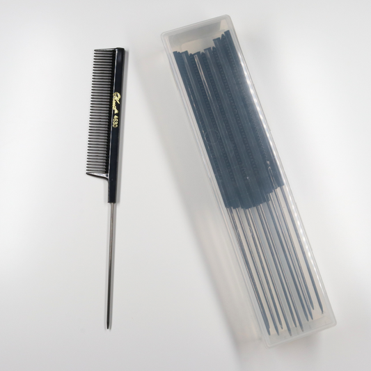 Krest 4630 Professional 8" Weave Foiling Coarse Rattail Hair Comb, Black - 1 Dozen