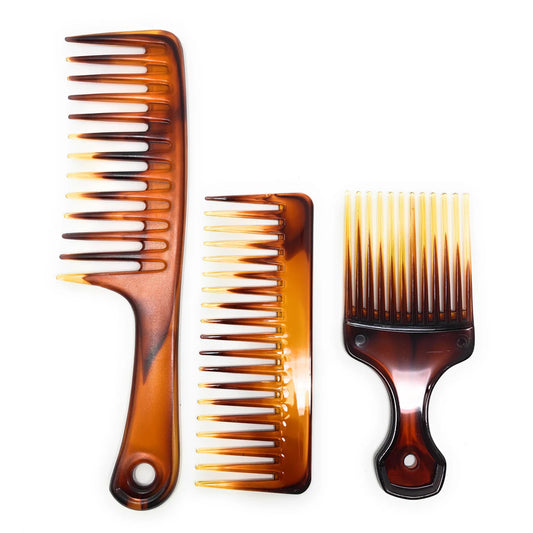 Scalpmaster Comb Set Combs With Handles Pik Comb Wet Comb Detangling Comb 3 Pcs