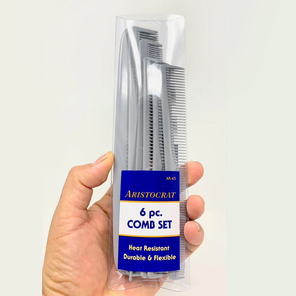 Heat Resistant Comb Set Rattail Cutting comb Barber Comb Cutting Combs 6 Pk.