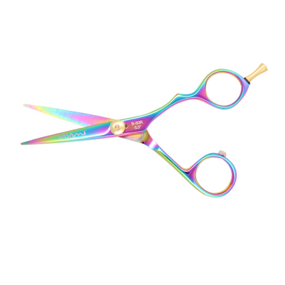 Hasami 5.5" Ergonomic Offset Shears – Rainbow Titanium Finish B-60R