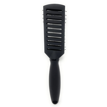 Scalpmaster Hair Brush Tunnel Vent Brush Ball-Tipped Rich Black Rubberized Finish 1 Pc.