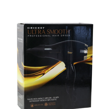 Cricket Ultrasmooth Pro Dryer - Sleek Black, Infused with Argan Oil & Keratin