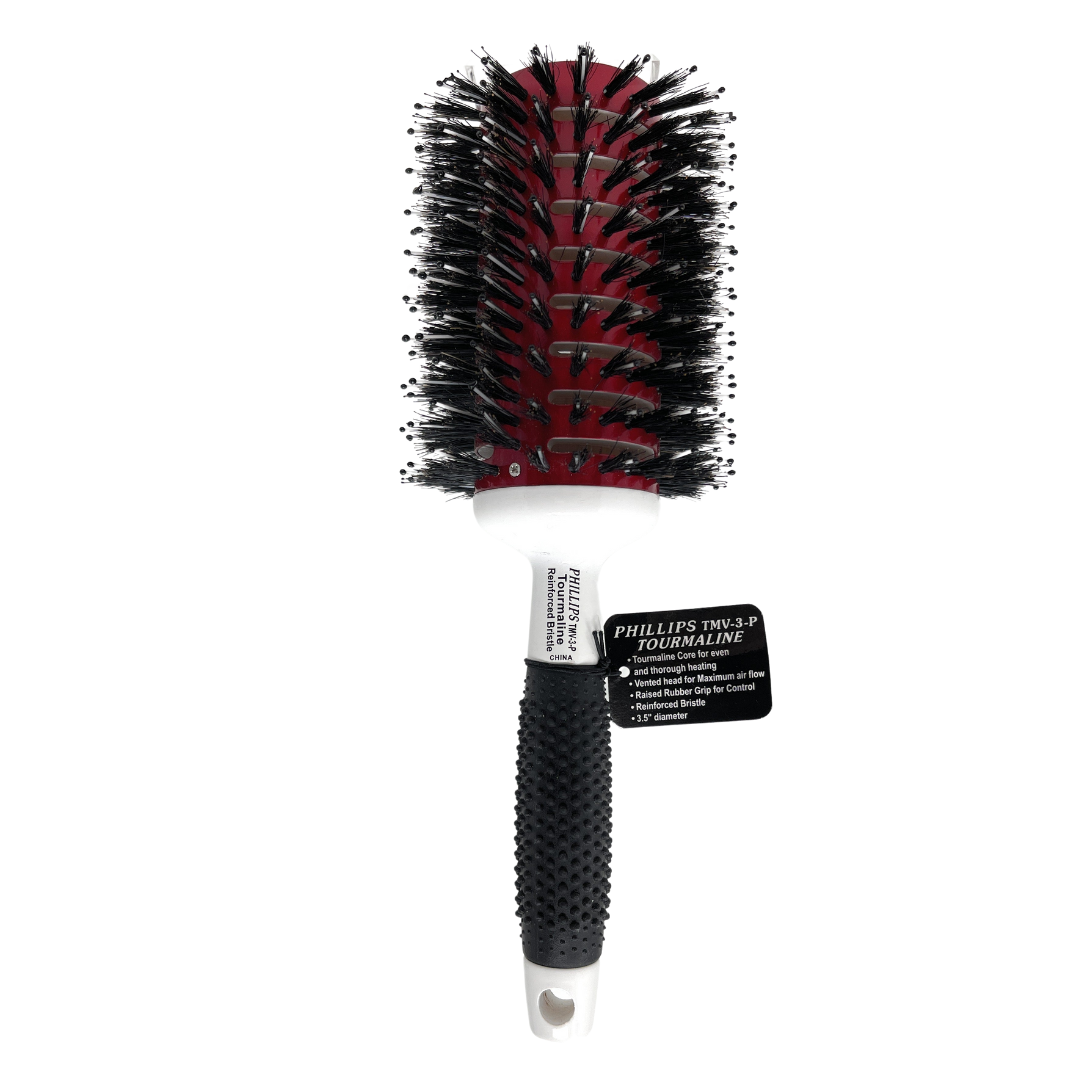 Phillips Vent Barrel Hair Brush - Boar Bristles, Tourmaline, Rubber Grip