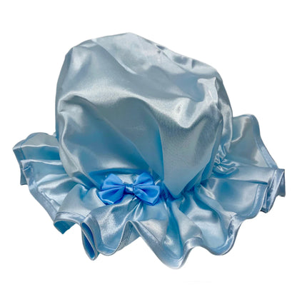 Kingsley Silky Satin Night Cap Sleeping Hats Sleep Bonnets Lite Blue