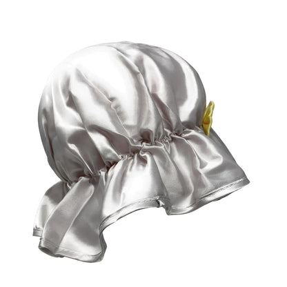 Kingsley Silky Satin Night Cap Sleeping Hats Sleep Bonnets Silver