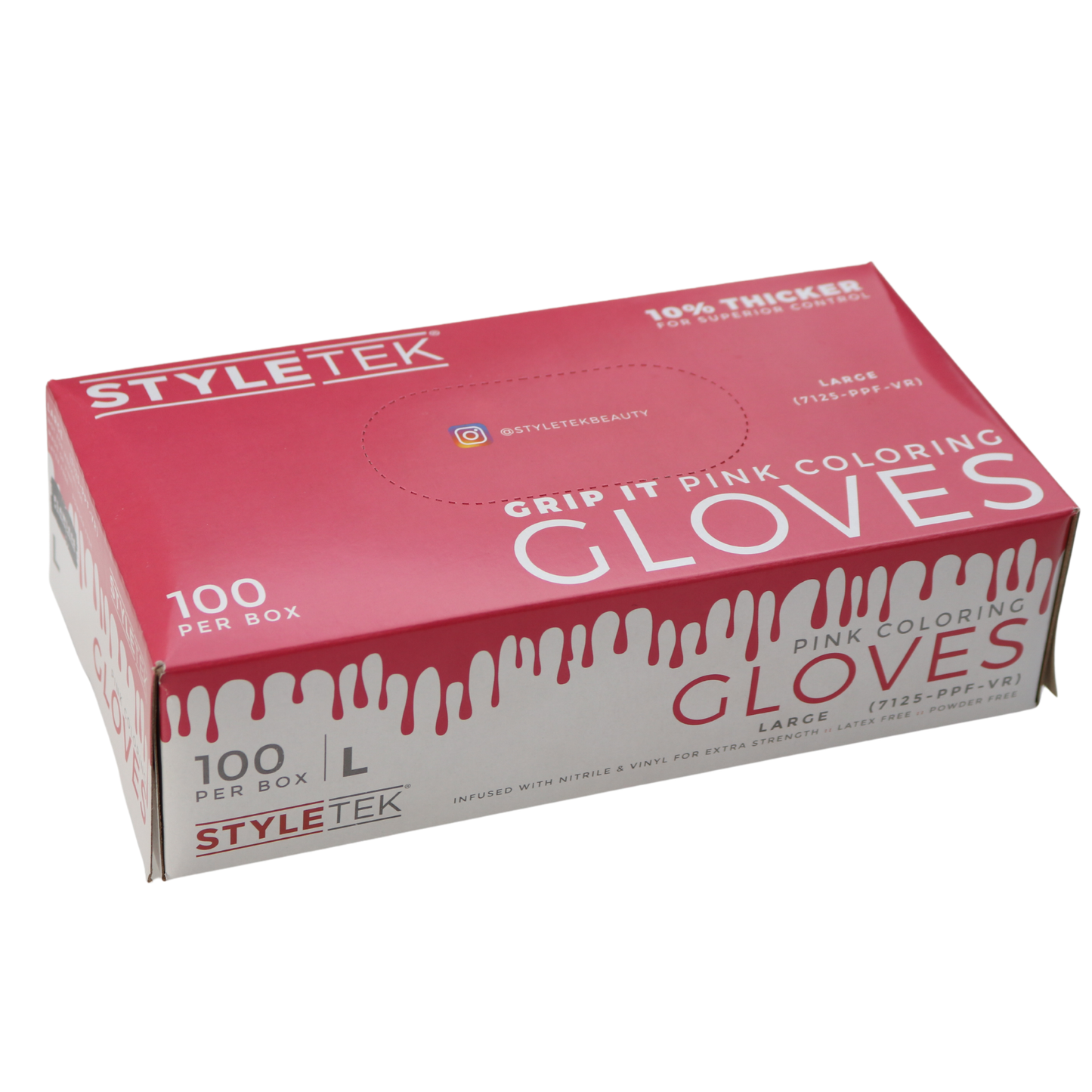 Styletek Pink Powder Free Vinyl Glove, Large