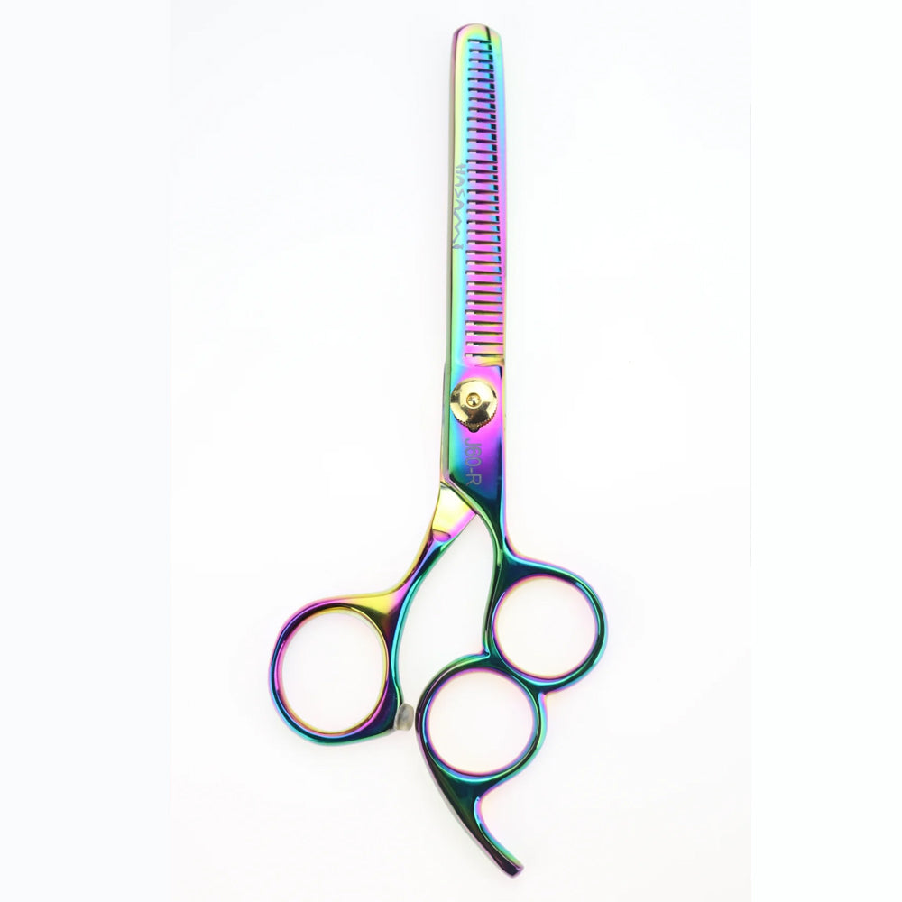 Hasami 6-Inch Thinning Shears - Titanium Finish, Double Teeth (K60-R)