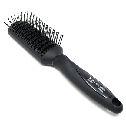 Scalpmaster Hair Brush Tunnel Vent Brush Ball-Tipped Rich Black Rubberized Finish 1 Pc.