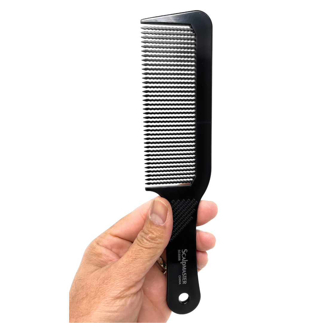 Scalpmaster Flat Top Clipper Comb for Blending & Cutting - Barber Comb, Black, 2-Pack