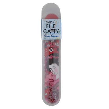 Flowery 4-in-1 Nail File Catty with Sleek Translucent Case 1 Count