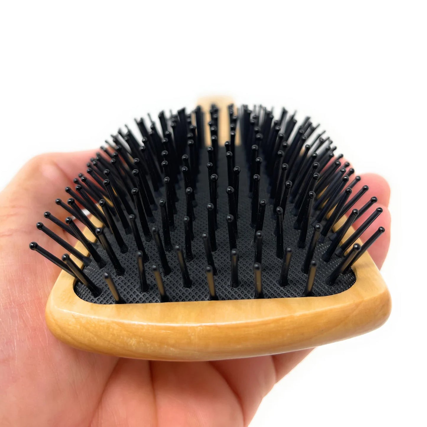 Scalpmaster 13-Rows Wood Rectangular Cushioned Paddle Hair Brush Flat Back Drying And Styling  1 Pc.