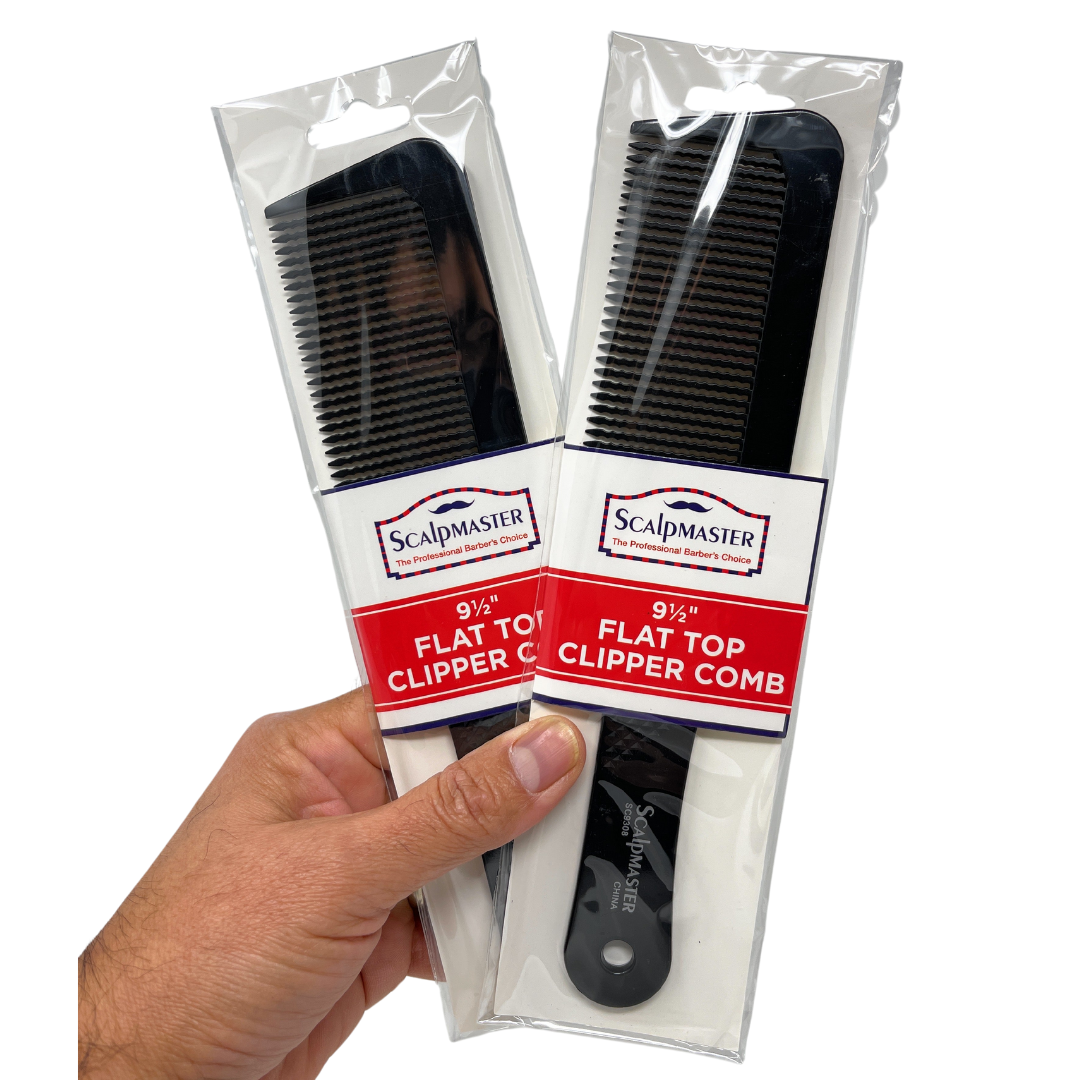 Scalpmaster Flat Top Clipper Comb for Blending & Cutting - Barber Comb, Black, 2-Pack