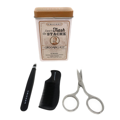 Cricket Don't Trash The Stache Grooming Kit Grooming Shears Tweezers And Beard Comb 3 Pcs.