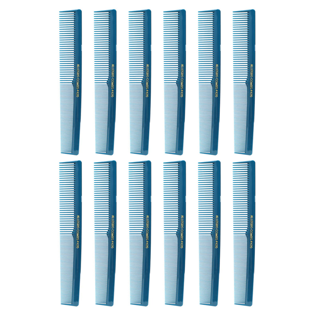 Allegro Combs 420 Barber Cutting Styling Comb Set - 12 count