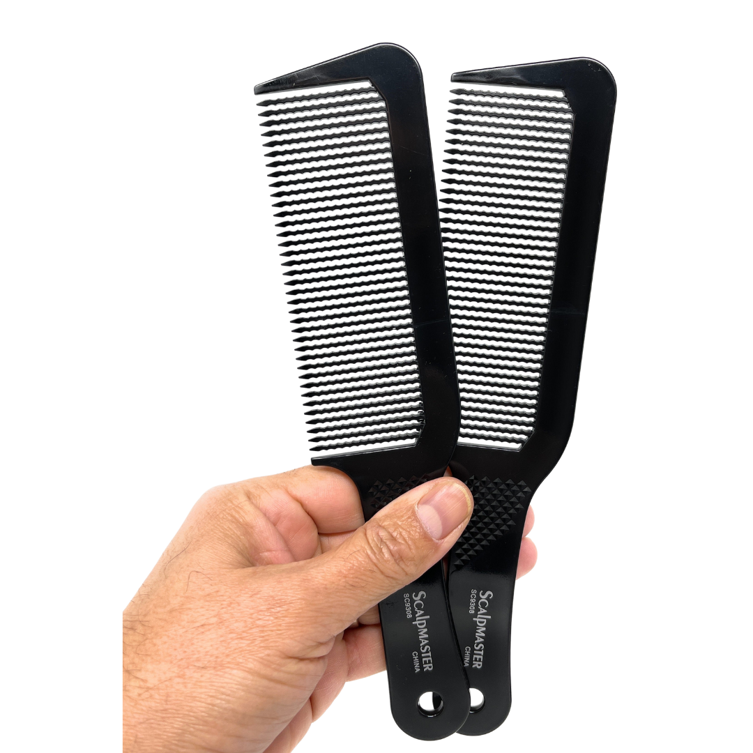 Scalpmaster Flat Top Clipper Comb for Blending & Cutting - Barber Comb, Black, 2-Pack