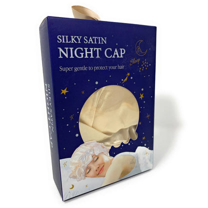 Kingsley Silky Satin Night Cap Sleeping Hats Sleep Bonnets Gold