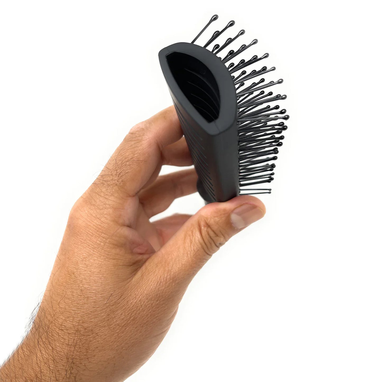 Scalpmaster Hair Brush Tunnel Vent Brush Ball-Tipped Rich Black Rubberized Finish 1 Pc.