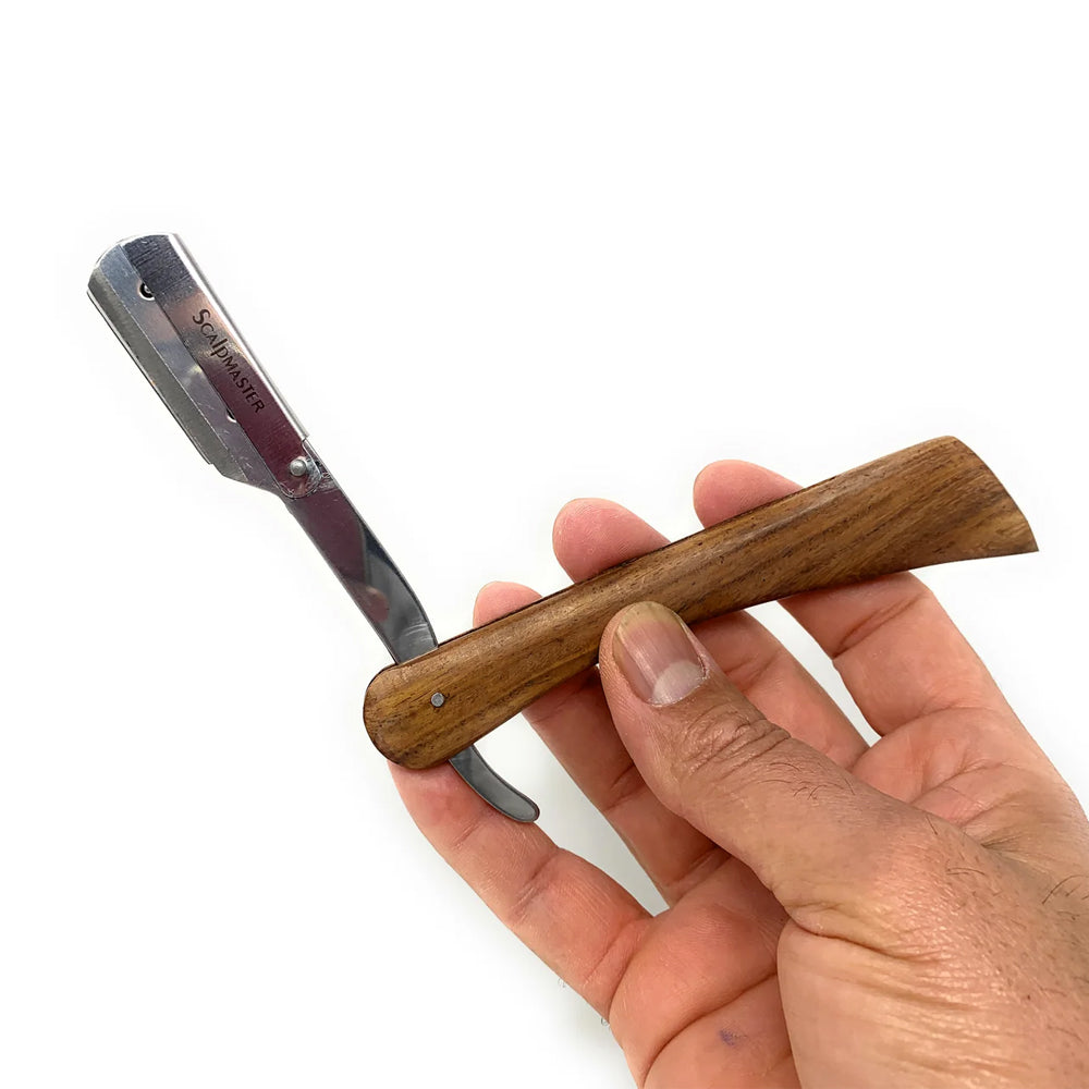 Scalpmaster Wooden Handle Straight Edge Razor