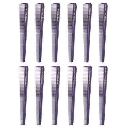 Allegro Combs 450 - Tapered Barber Hair Cutting Combs, Black, 12 Pack