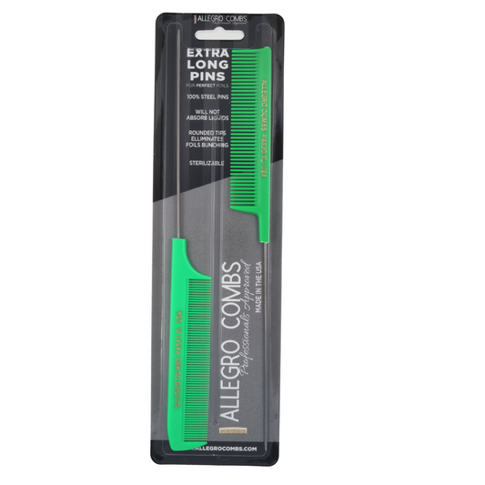 Allegro Combs XL Pintail Rat Tail Parting & Foiling Combs - 2 Piece Set with Metal Tail