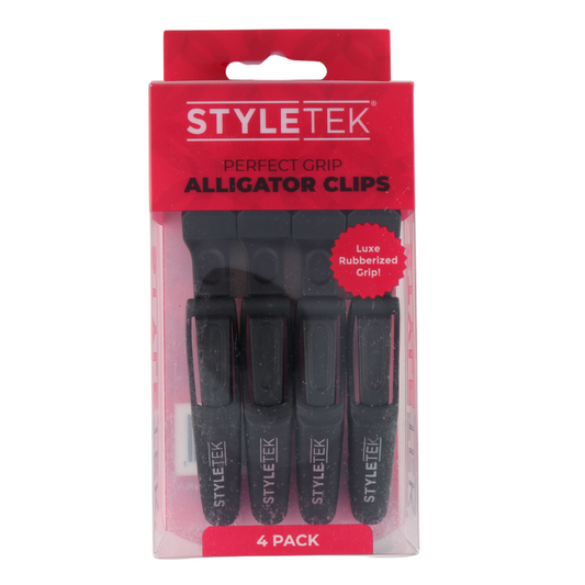 Styletek Perfect Grip Alligator Clips, Black Rubberized, 4 Clips