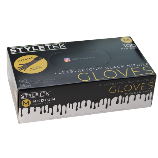 Styletek Black Powder Free Nitrile Glove, Medium