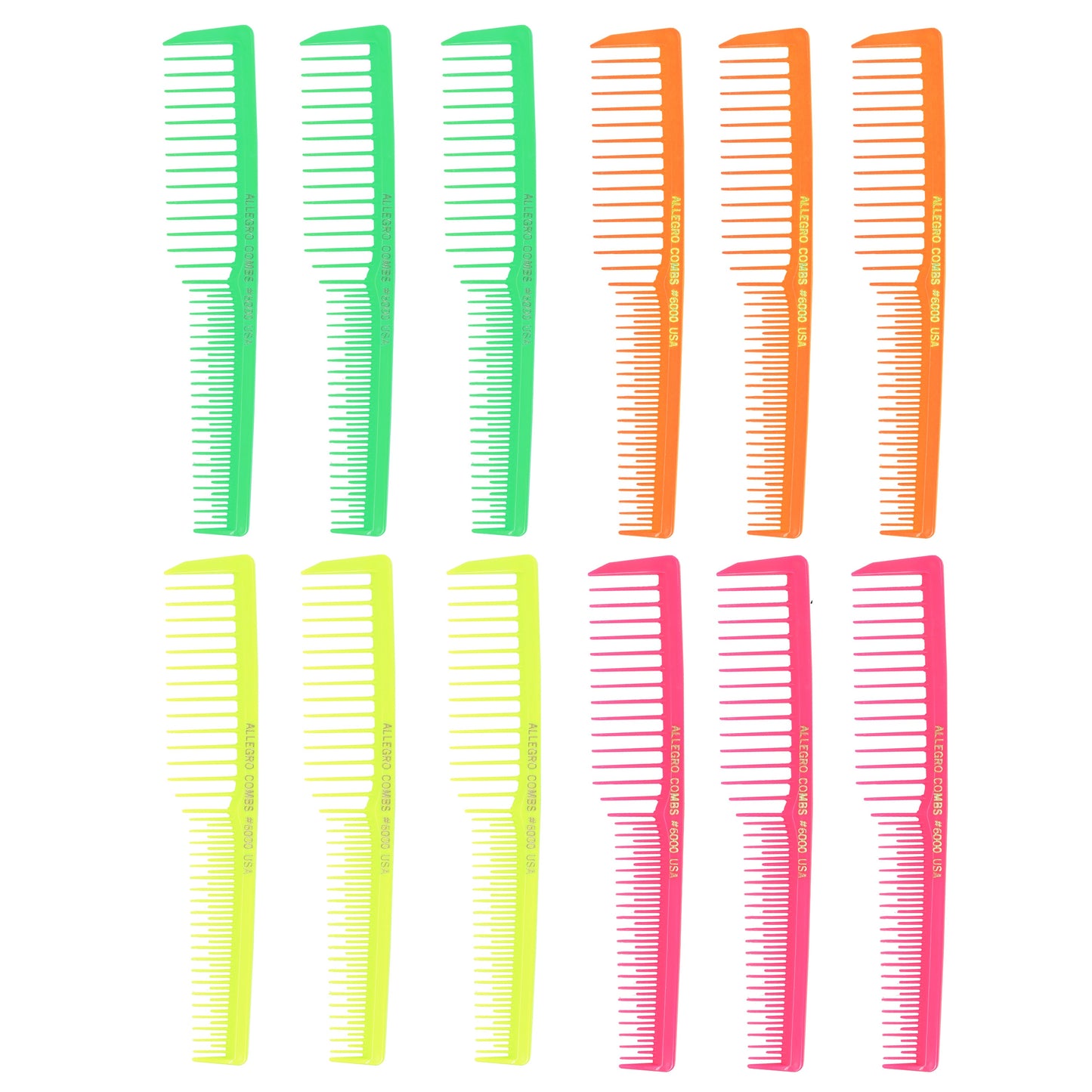 Allegro Combs #6000 Wide Tooth Teasing Vented Hair Combs 12 Cunt