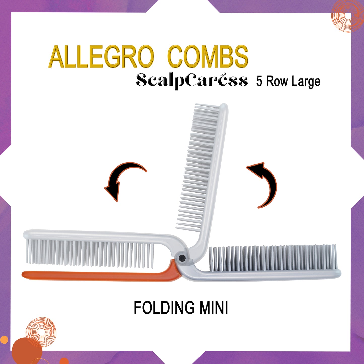 Allegro Combs ScalpCaress: Detangler Brush Mini Foldable Hairbrush for Women, Kids - Ideal For Curly Hair Soft Bristle