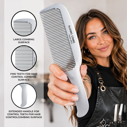 Allegro Combs Clipper #9010 Barber Comb with Handle, 9.2 in