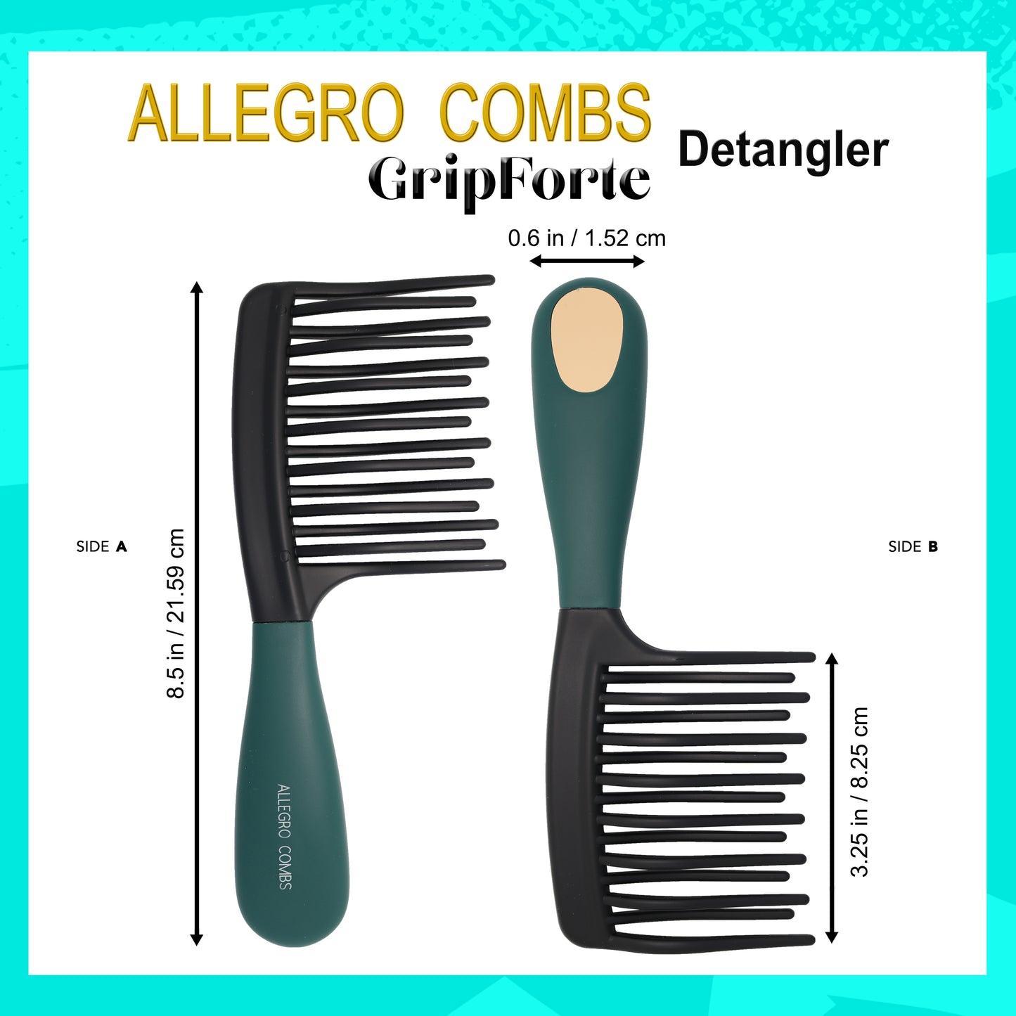 Allegro Gripforte Wide Tooth Detangler Comb - For Curly Hair, Women's Brush