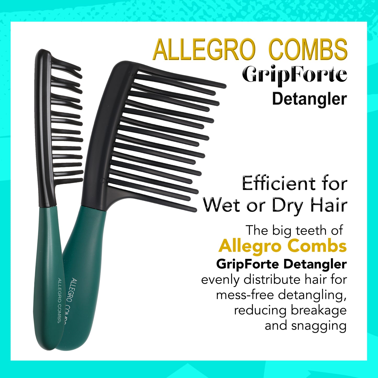 Allegro Gripforte Wide Tooth Detangler Comb - For Curly Hair, Women's Brush