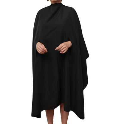 Allegro Combs Professional Hands-Out Hair Coloring Cape, Waterproof, Bleach Proof, Chem Proof, Black Nylon Salon Cape with Arm Slits, 54 x 60 in