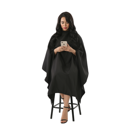 Allegro Combs Professional Hands-Out Hair Coloring Cape, Waterproof, Bleach Proof, Chem Proof, Black Nylon Salon Cape with Arm Slits, 54 x 60 in