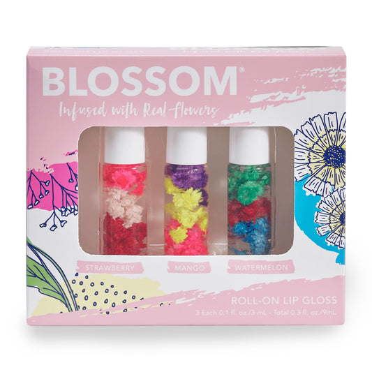 Blossom Mini Roll-On Lip Gloss clear lip gloss 3 Pcs.