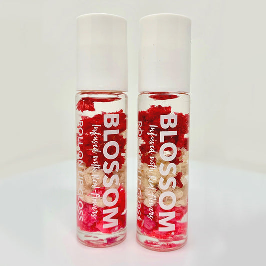 Blossom Roll-On Lip Gloss Rollerball Lip Gloss Infused with Flowers 2 pk.